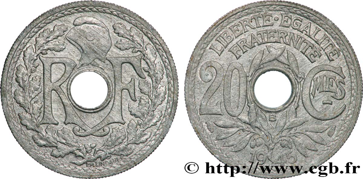 20 centimes Lindauer 1945 Beaumont-le-Roger F.155/3 TTB 