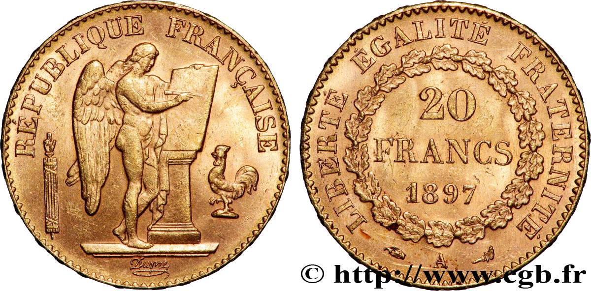 20 francs or Génie, Troisième République 1897 Paris F.533/22 SUP 