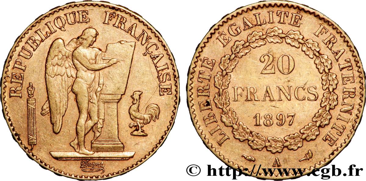 20 francs or Génie, Troisième République 1897 Paris F.533/22 TTB 