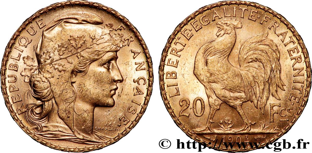 20 francs or Coq, Dieu protège la France 1904 Paris F.534/9 TTB+ 