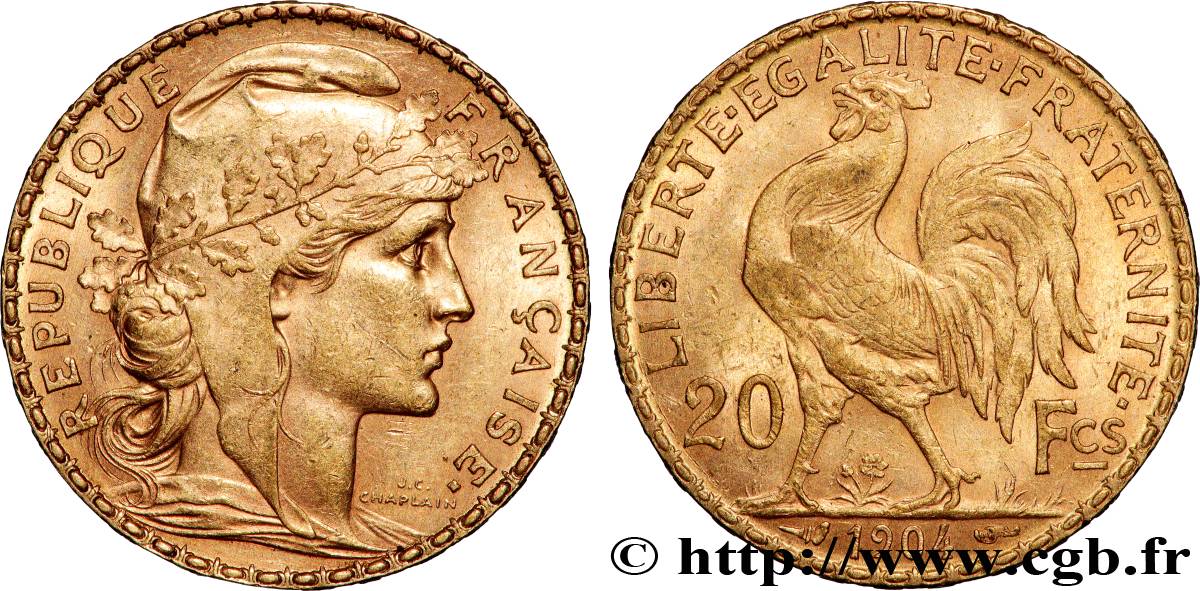 20 francs or Coq, Dieu protège la France 1904 Paris F.534/9 TTB+ 