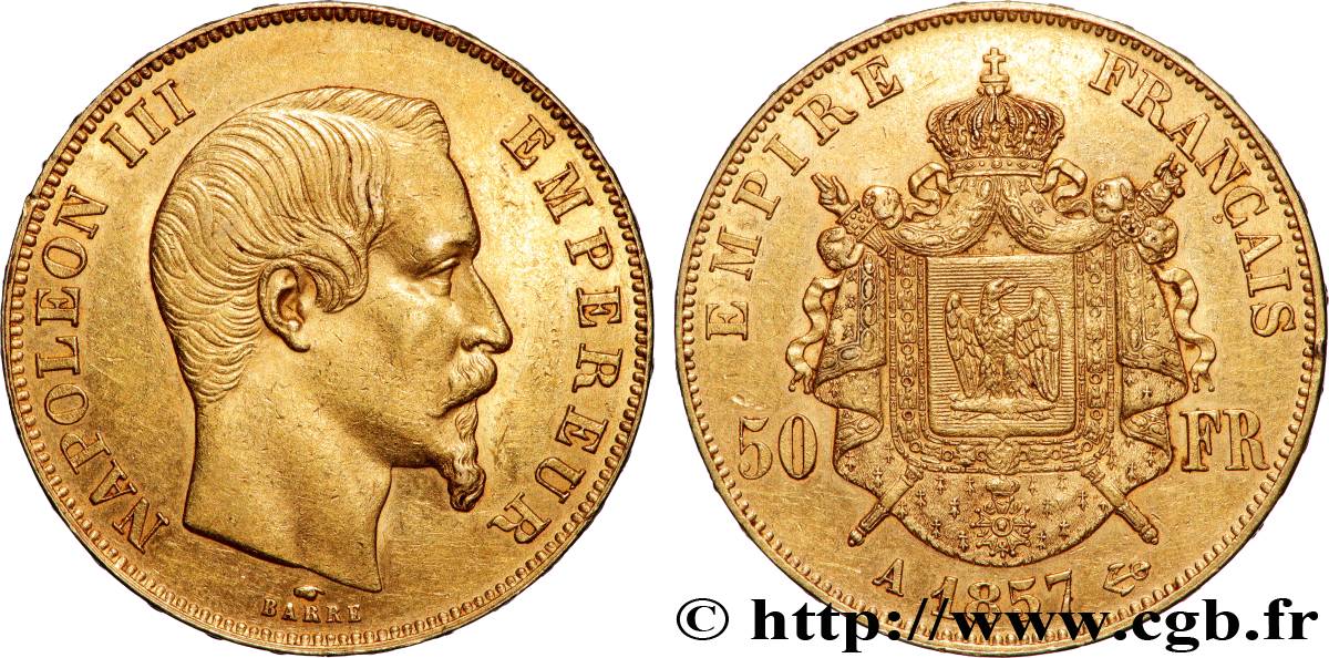 50 francs or Napoléon III, tête nue 1857 Paris F.547/4 SUP 