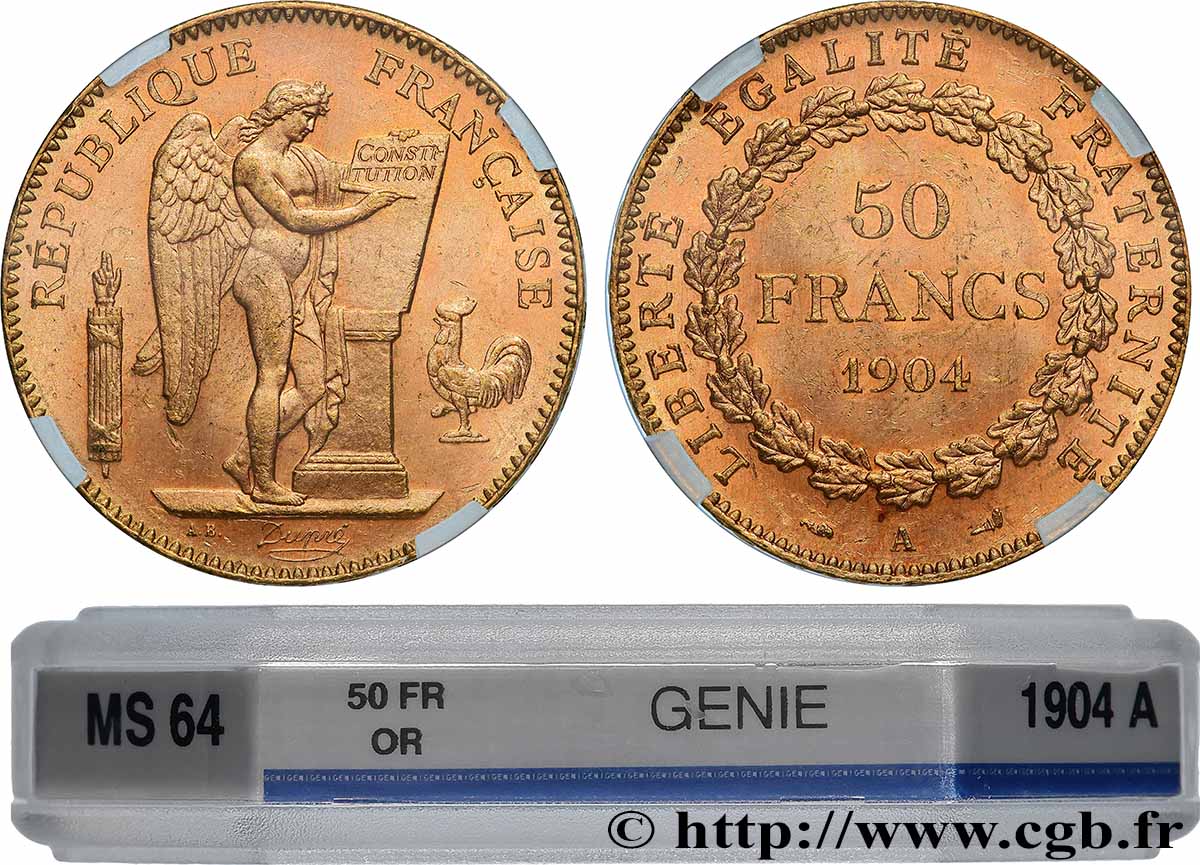 50 francs or Génie 1904 Paris F.549/6 SPL64 GENI