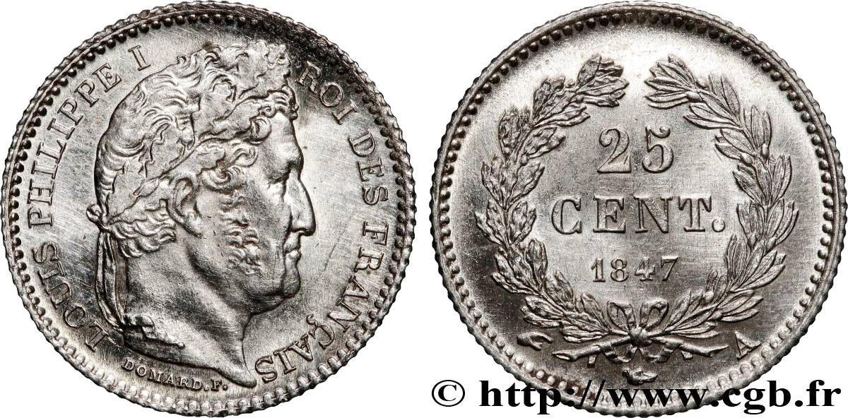 25 centimes Louis-Philippe 1847 Paris F.167/9 MS 