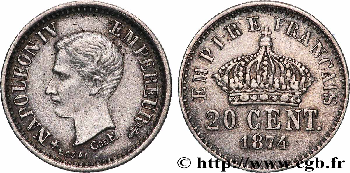 Essai de 20 centimes 1874 Bruxelles GEM.47 1 AU 