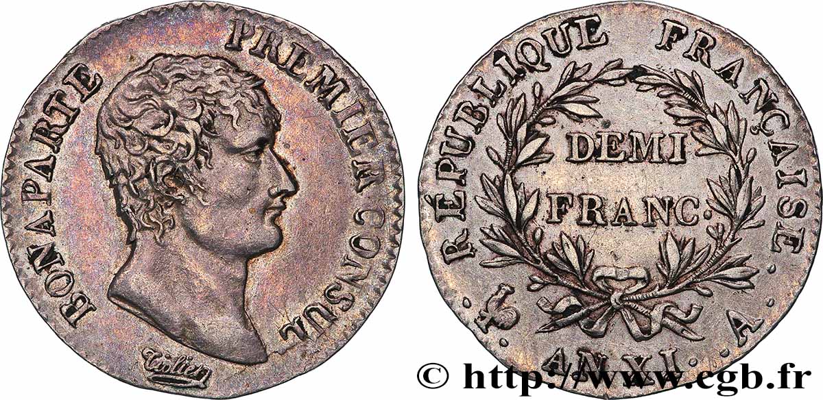 Demi-franc Bonaparte Premier Consul 1803 Paris F.173/1 XF 