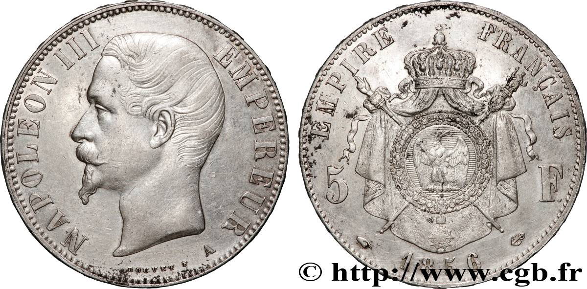 5 francs Napoléon III, tête nue, petit A 1856 Paris F.330/7 TTB+ 