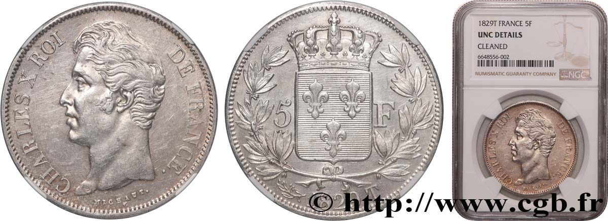 5 francs Charles X, 2e type 1829 Nantes F.311/38 SUP+ NGC