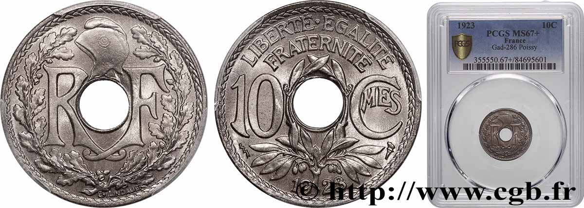 10 centimes Lindauer 1923 Poissy F.138/9 MS67 PCGS