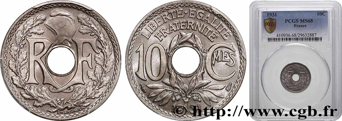 10 centimes Lindauer 1931  F.138/18 MS68 PCGS
