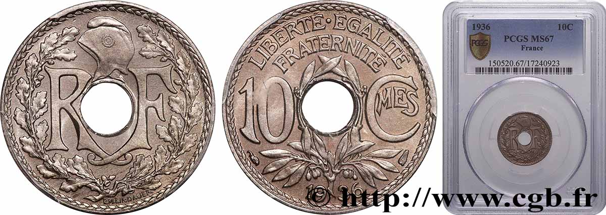 10 centimes Lindauer 1936  F.138/23 MS67 PCGS