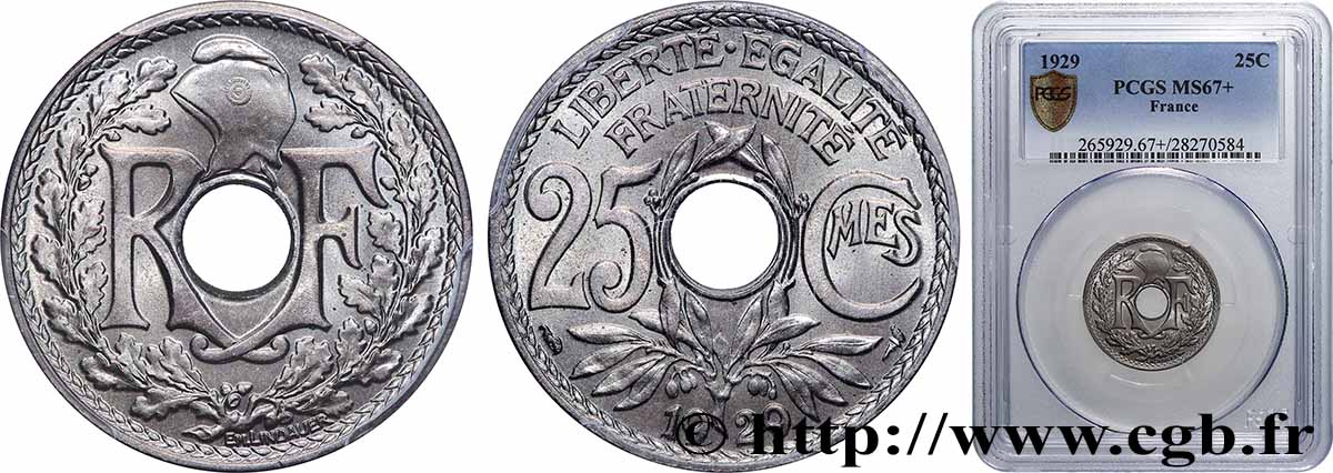 25 centimes Lindauer 1929  F.171/13 MS67 PCGS
