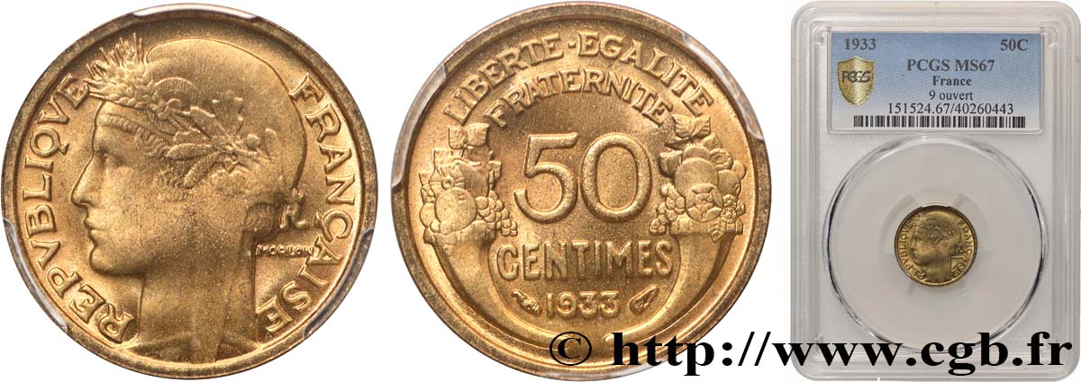 50 centimes Morlon 1933  F.192/10 MS67 PCGS