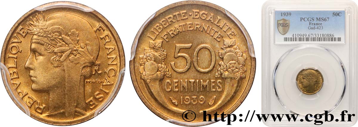 50 centimes Morlon 1939  F.192/15 MS67 PCGS