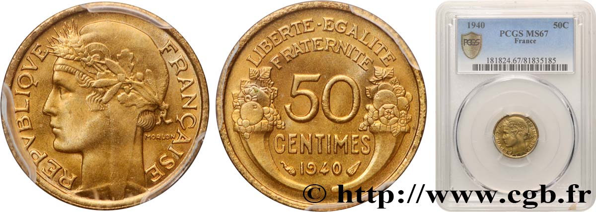 50 centimes Morlon 1940  F.192/17 FDC67 PCGS