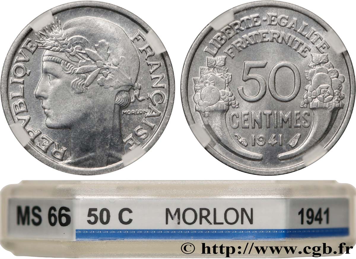50 centimes Morlon, lourde 1941  F.193/2 MS66 GENI