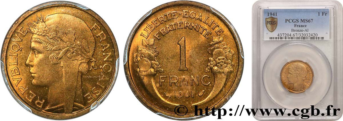 1 franc Morlon 1941 Paris F.219/12 MS67 PCGS