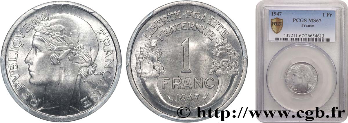 1 franc Morlon, légère 1947  F.221/11 MS67 PCGS