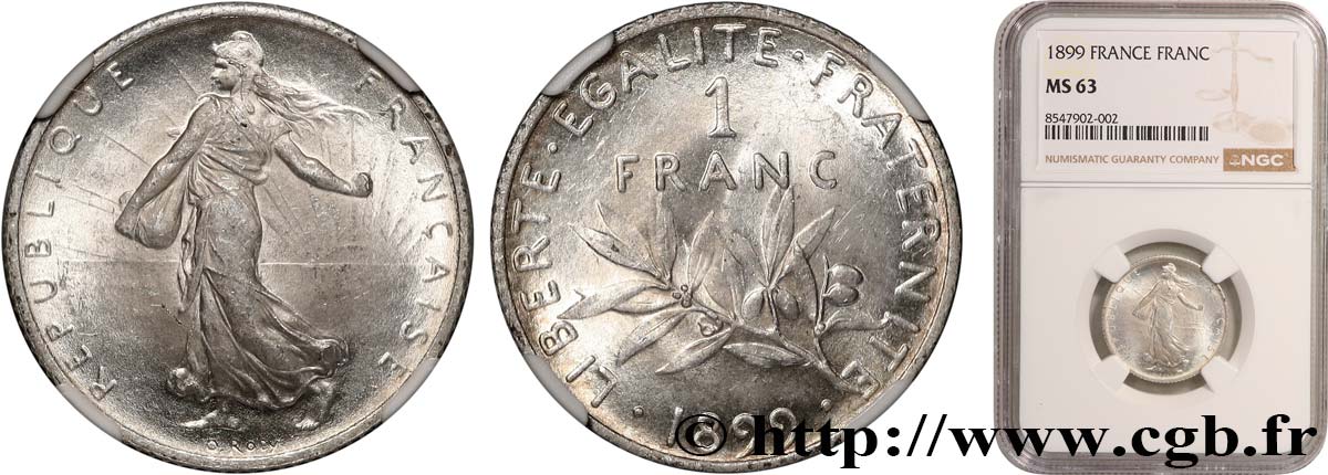 1 franc Semeuse 1899 Paris F.217/3 MS63 NGC