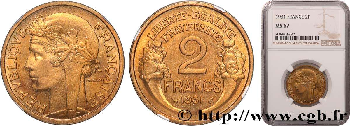 2 francs Morlon 1931  F.268/2 MS67 NGC
