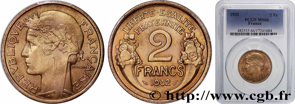 2 francs Morlon 1932  F.268/3 FDC66 PCGS
