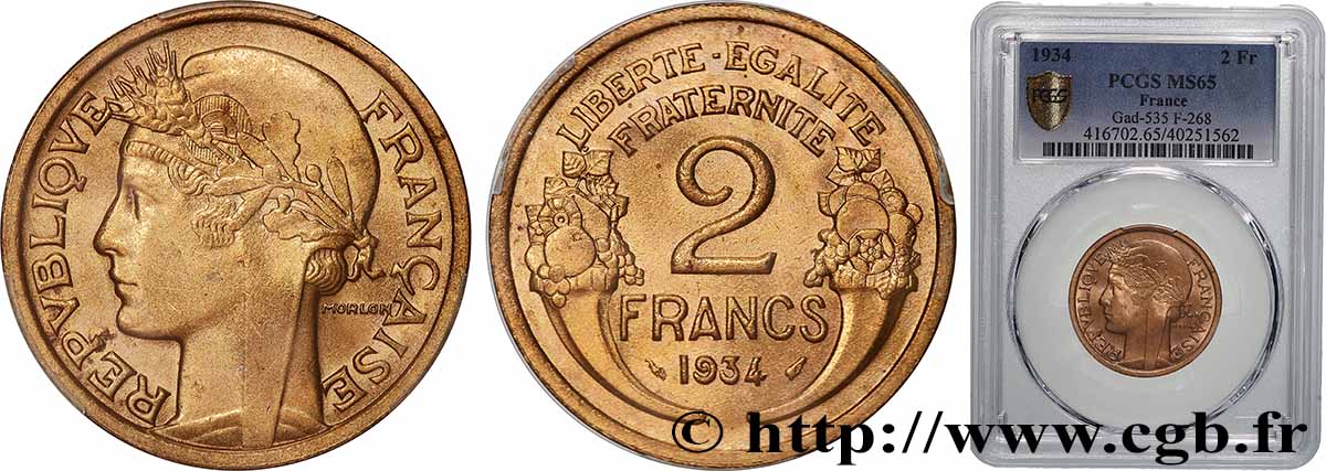 2 francs Morlon 1934  F.268/7 FDC65 PCGS