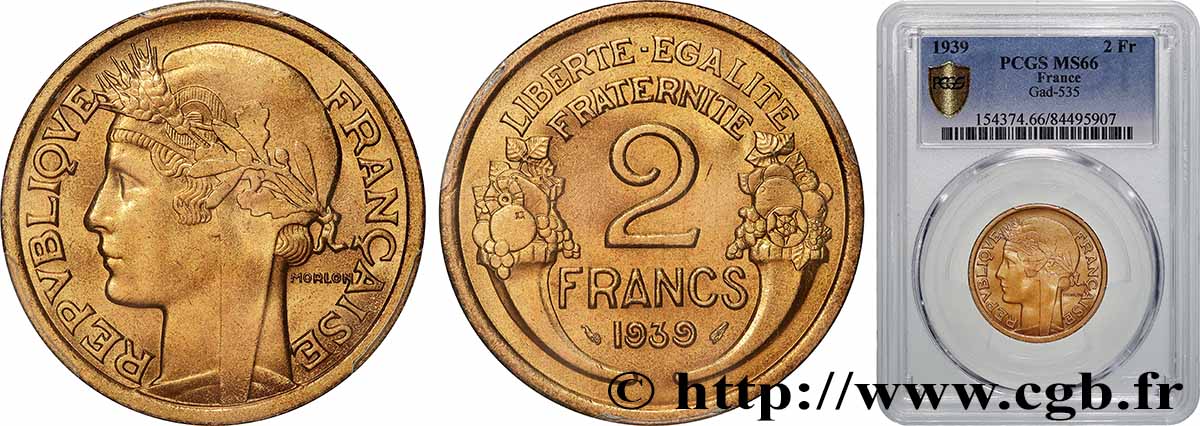 2 francs Morlon 1939  F.268/12 MS66 PCGS
