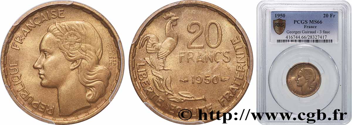 20 francs Georges Guiraud 1950  F.401/1 MS66 PCGS