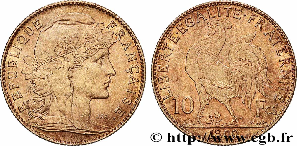 10 francs or Coq 1900 Paris F.509/3 SUP 
