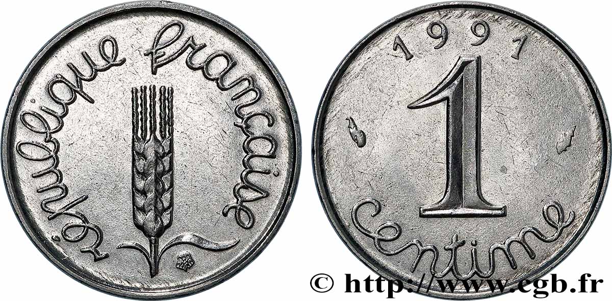 1 centime Épi, frappe monnaie 1991 Pessac F.106/48 SUP 