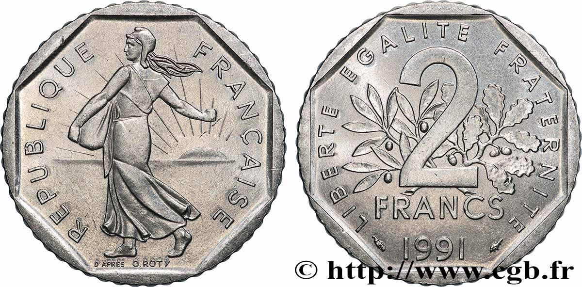 2 francs Semeuse, nickel, frappe monnaie 1991 Pessac F.272/15 MS 