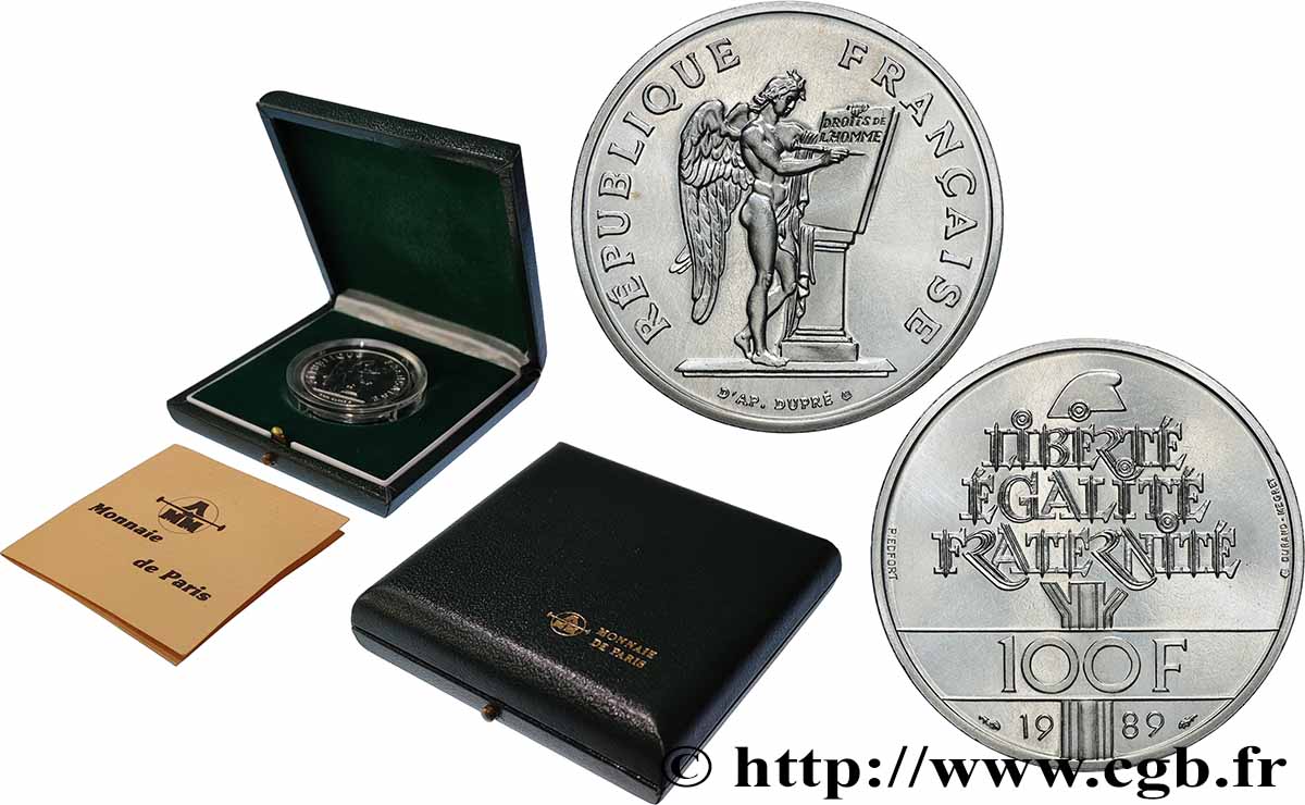 Piéfort Brillant Universel de 100 francs Droits de l Homme 1989 Pessac GEM.238 P1 MS 