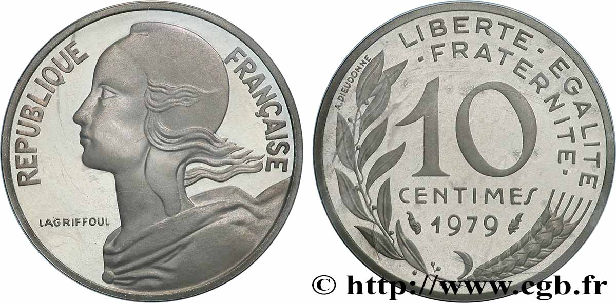 Piéfort argent de 10 centimes Marianne 1979 Pessac GEM.46 P2 MS 