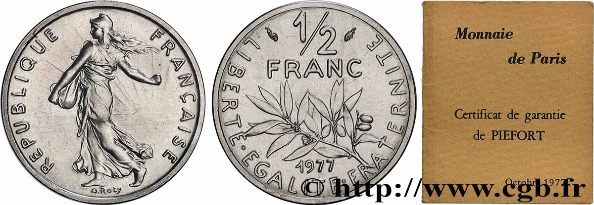 Piéfort Nickel de 1/2 franc Semeuse 1977 Pessac GEM.91 P1 MS 