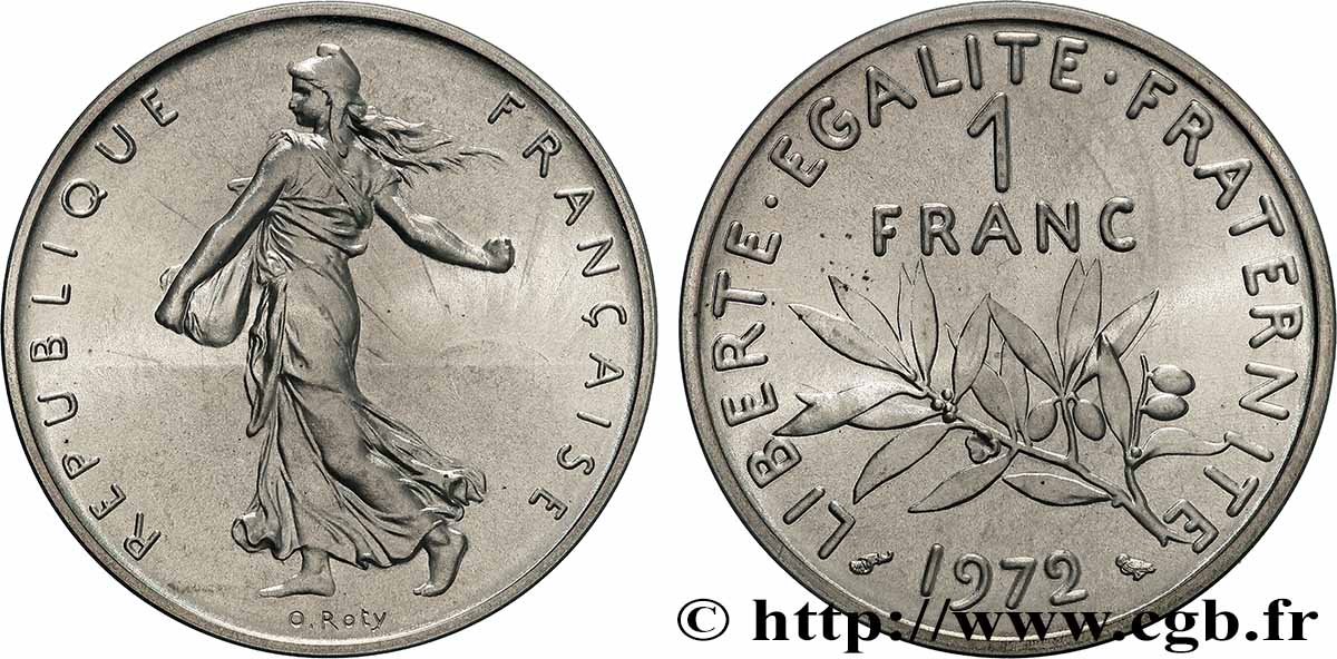 Piéfort argent de 1 franc Semeuse 1972 Pessac GEM.104 P2 MS 