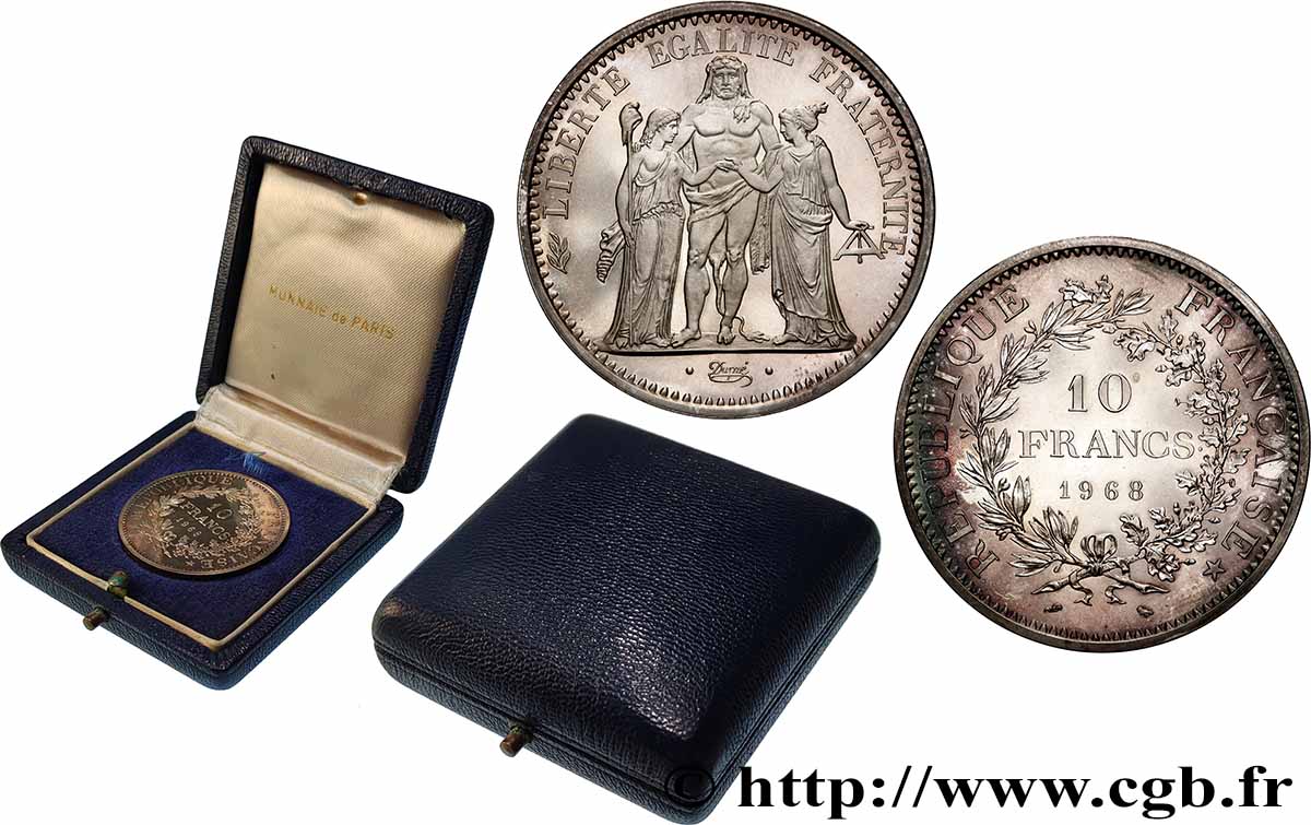 Piéfort Argent de 10 francs Hercule 1968 Paris GEM.183 P1 MS 