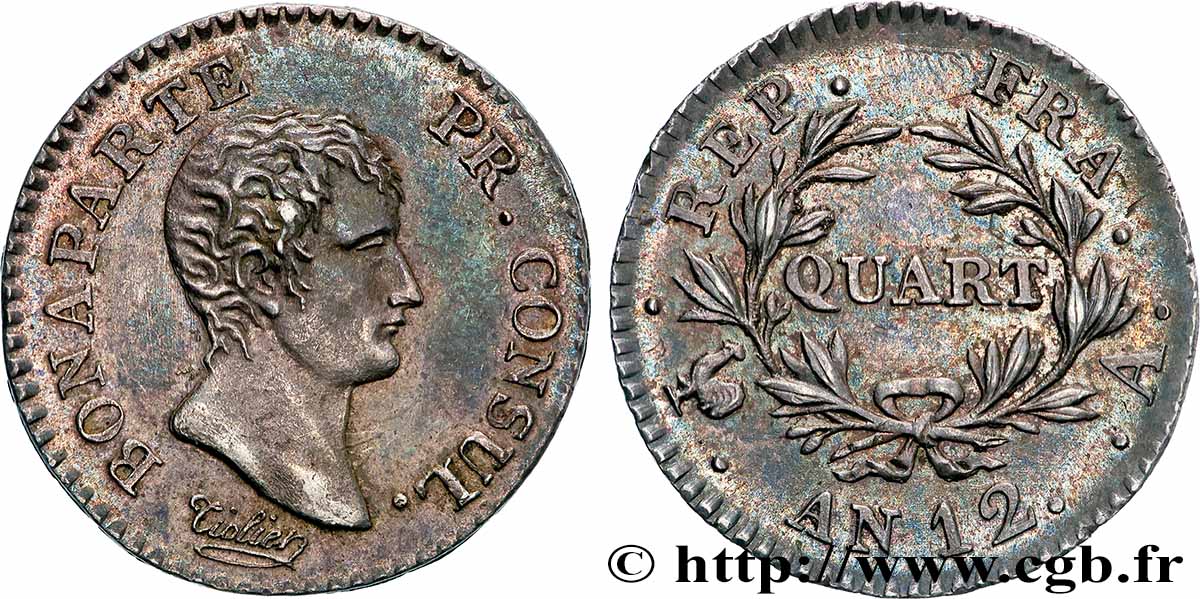 Quart (de franc) Bonaparte Premier Consul 1804 Paris F.157/1 AU 