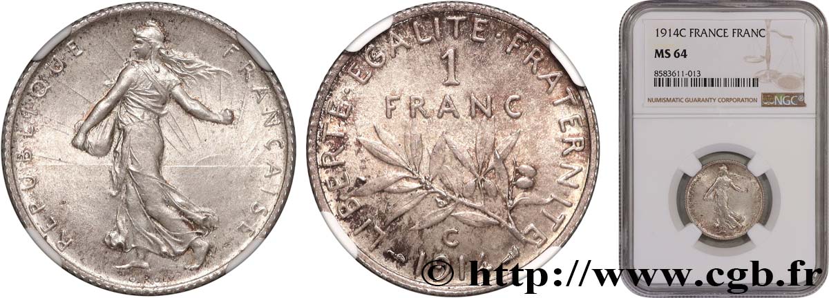 1 franc Semeuse 1914 Castelsarrasin F.217/20 MS64 NGC