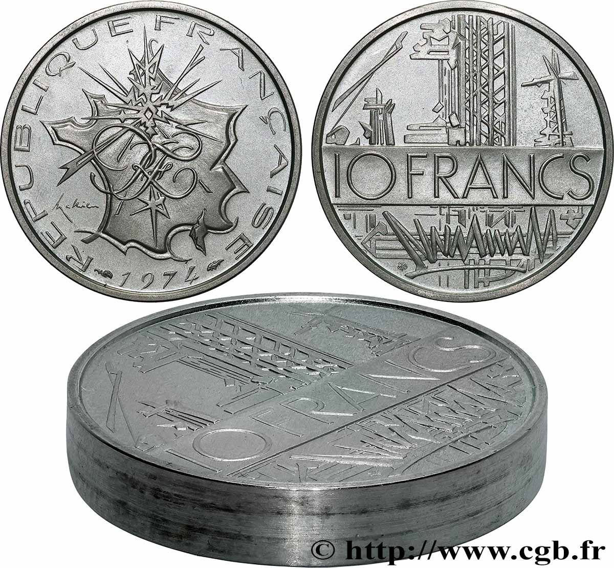 Piéfort argent de 10 francs Mathieu 1974 Pessac GEM.186 P2 MS 
