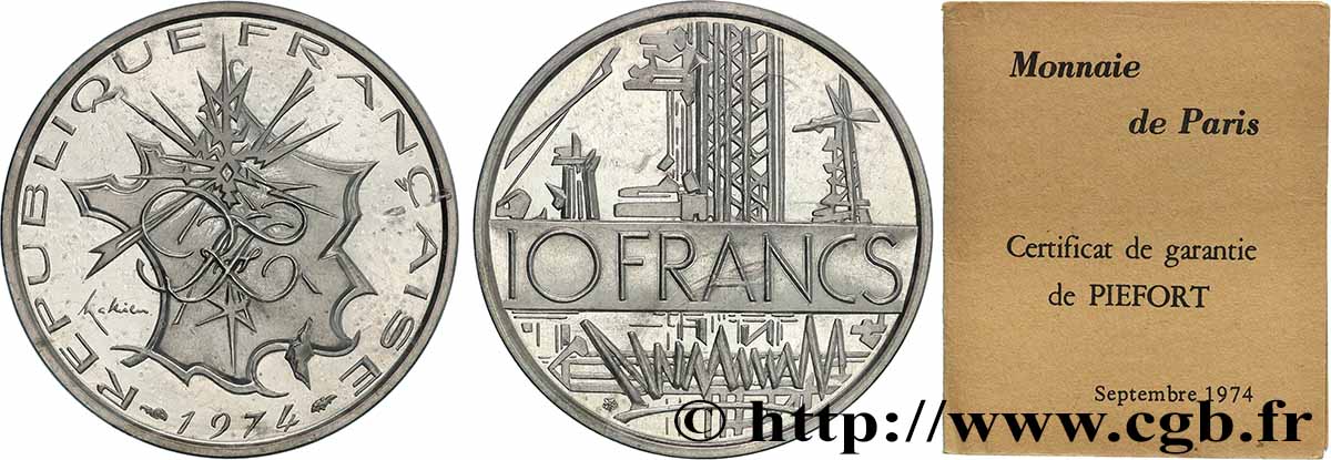 Piéfort argent de 10 francs Mathieu 1974 Pessac GEM.186 P2 MS 