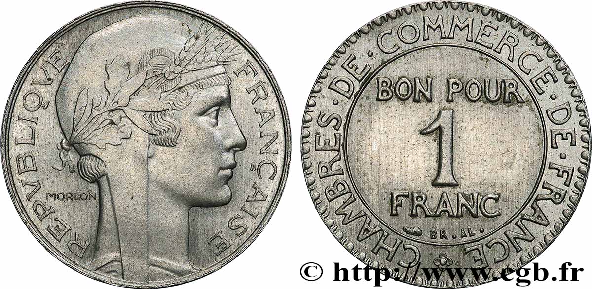 Essai de 1 franc hybride Morlon / Chambres de commerce en bronze-aluminium plaqué nickel n.d.  GEM.96 1 MS 