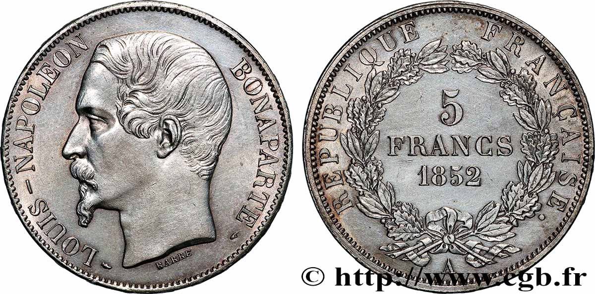 5 francs Louis-Napoléon, 1er type 1852 Paris F.329/1 SPL 