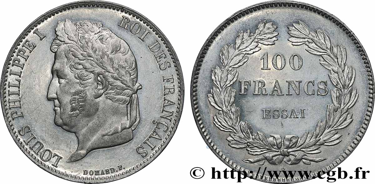 Essai de 100 francs en étain par Domard n.d. Paris VG.2739  SUP+ 
