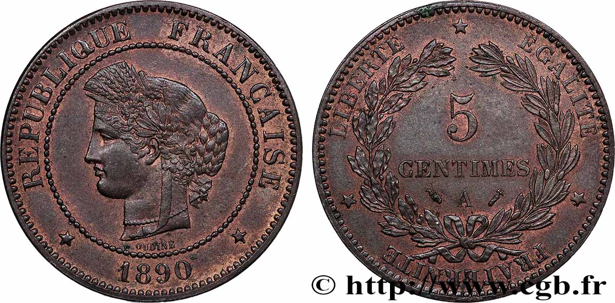 5 centimes Cérès 1890 Paris F.118/32 VZ62 