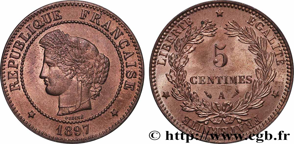 5 centimes Cérès 1897 Paris F.118/39 MS64 