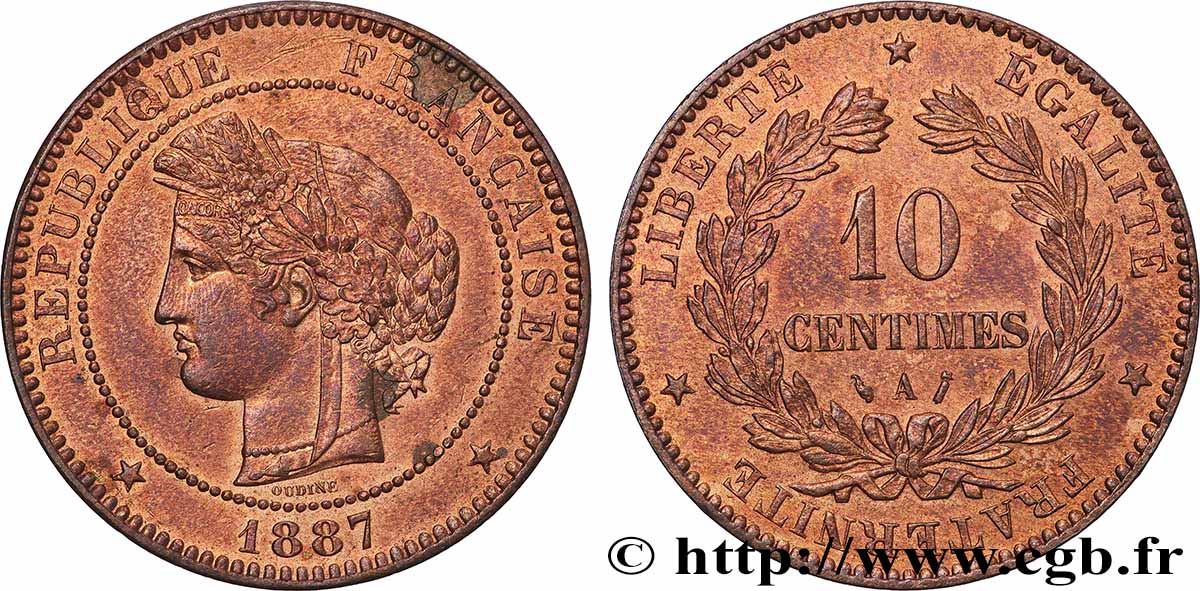 10 centimes Cérès 1887 Paris F.135/31 SUP+ 