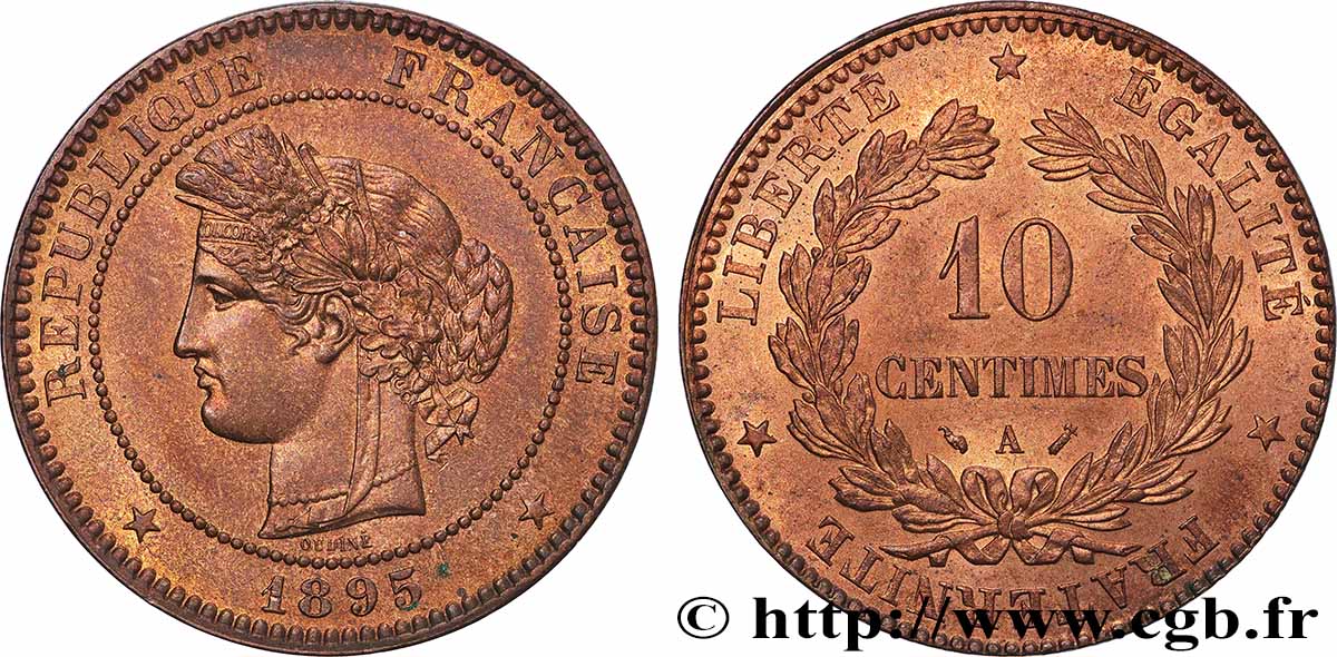 10 centimes Cérès 1895 Paris F.135/40 MS64 