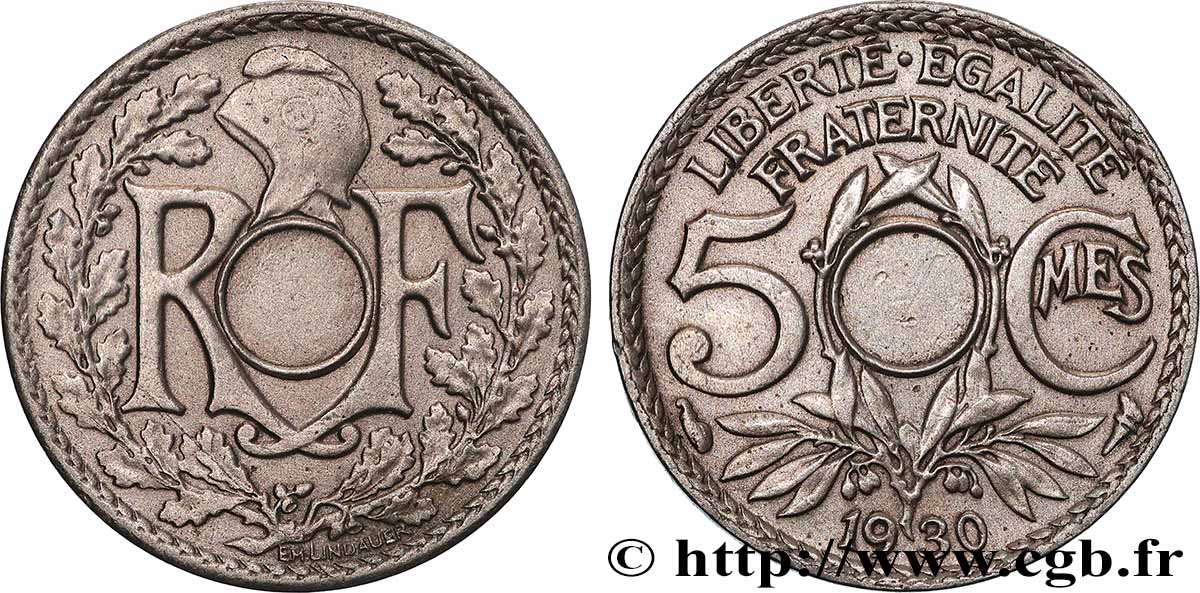 5 centimes Lindauer, petit module, Fauté non perforé 1930 Paris F.122/13 var. XF 