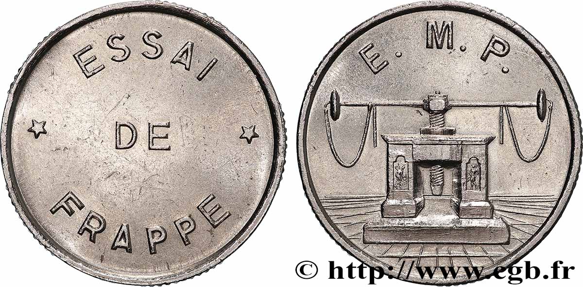 Essai de frappe de 10 francs Jimenez, cinq séries de cannelures n.d. Pessac GEM.194 6 EBC 