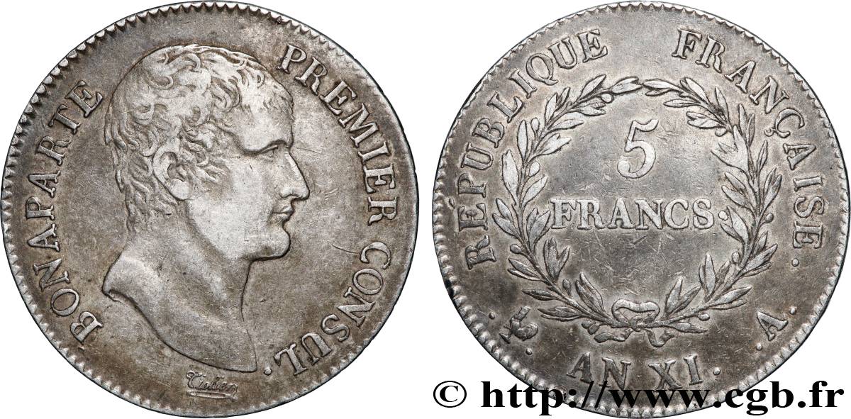 5 francs Bonaparte Premier Consul 1803 Paris F.301/1 XF 